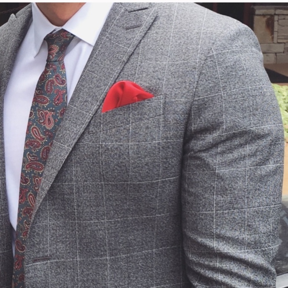 Banana republic grey window pane wool suit 42R